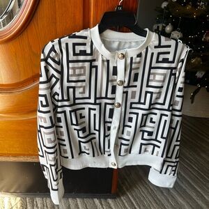 NWT Geometric Black and White Cardigan